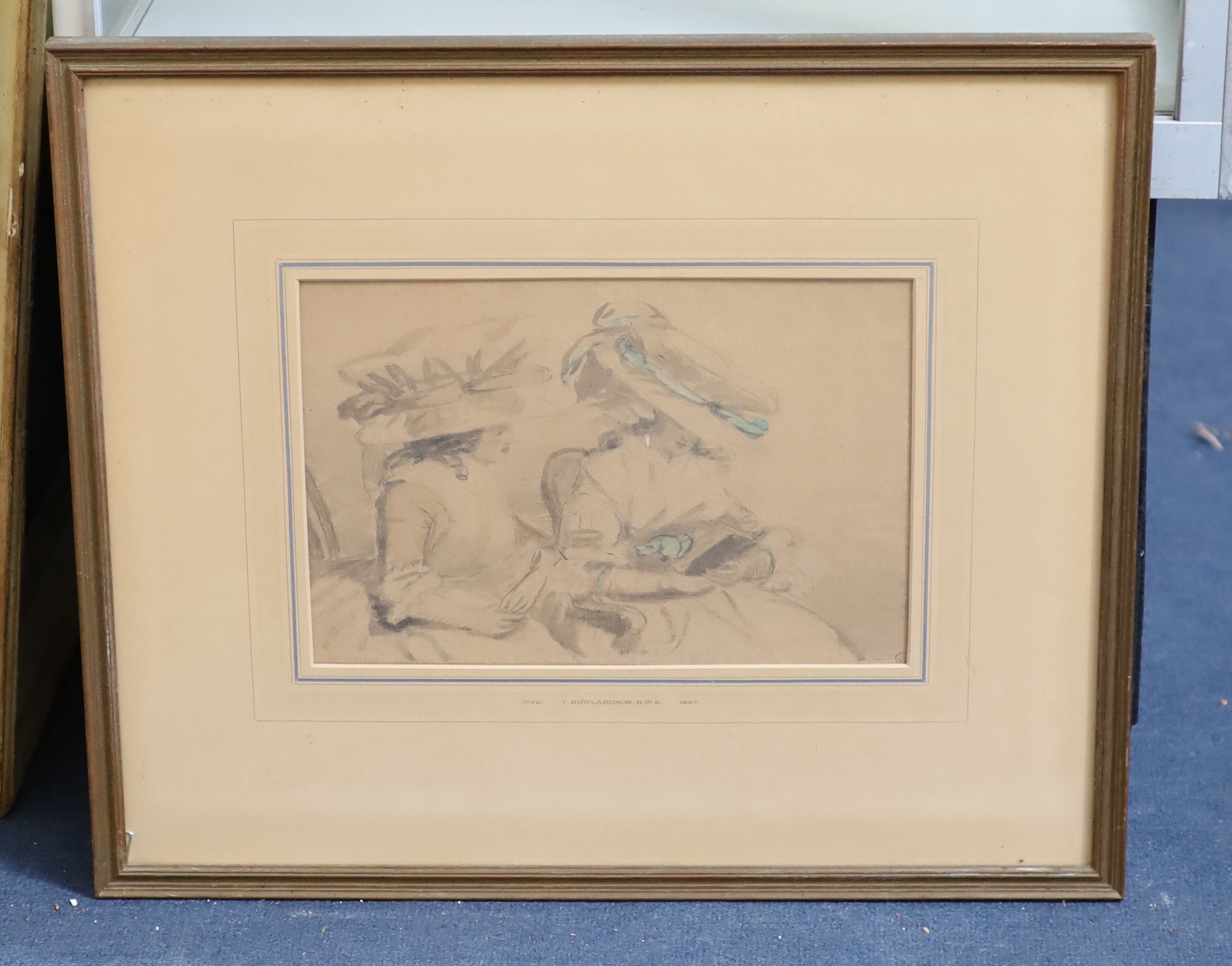 Thomas Rowlandson (1756-1827), ‘Women reading w. her Companion’, watercolour, 20.5 x 30cm.
